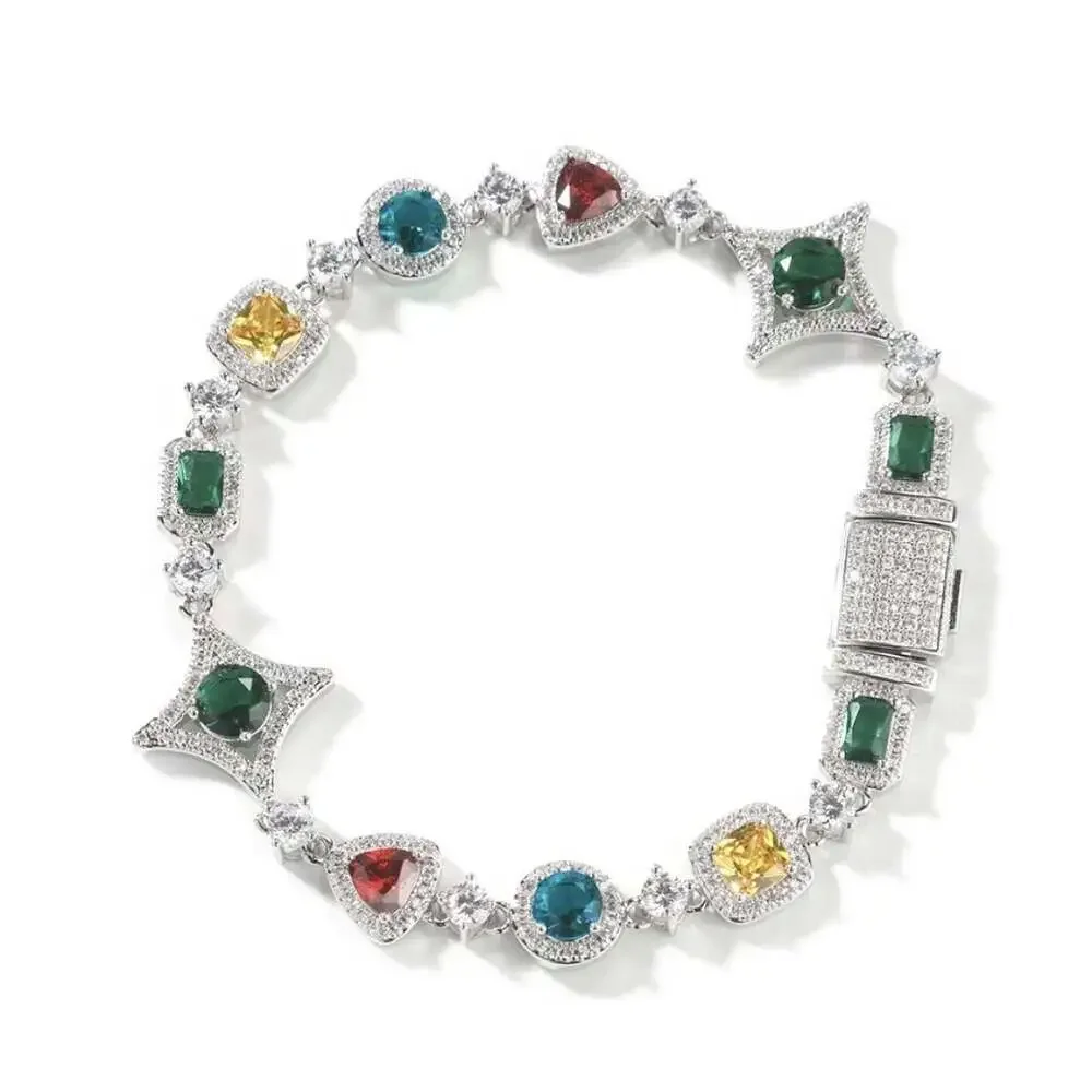 Silver Multi Coloured Gemstone Bracelet 7INCH OR 8INCH